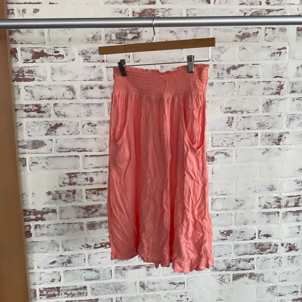 Coral Knee Length Skirt - Pockets!